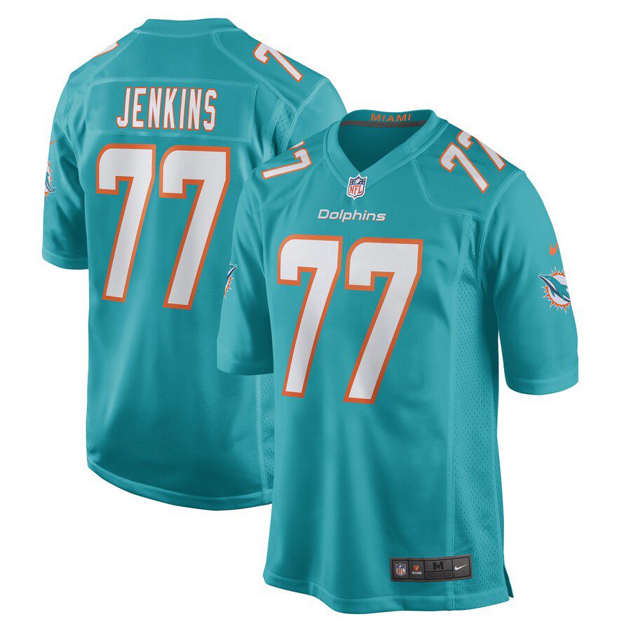 Men Miami Dolphins #77 John Jenkins Nike Aqua Game Player NFL Jersey
